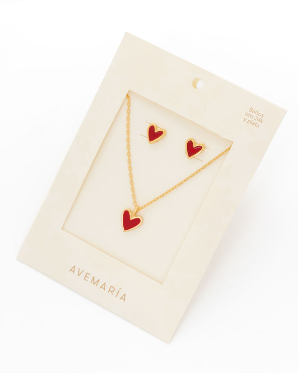 Set Collar + Aretes Corazón