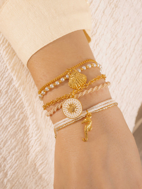 Set X4 Pulseras Caballito Mar + Aretes