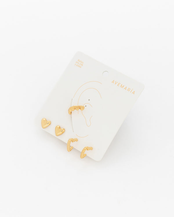 Set X3 Aretes Corazón