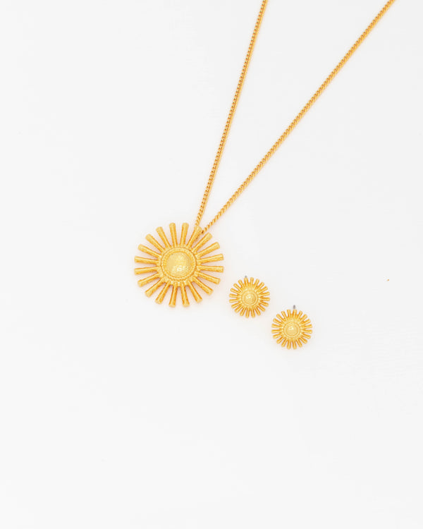 Collar Sol Destellos + Aretes Sol