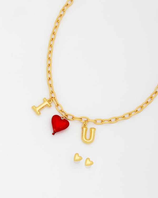Collar I ♡ U + Aretes By Jose Y Cami