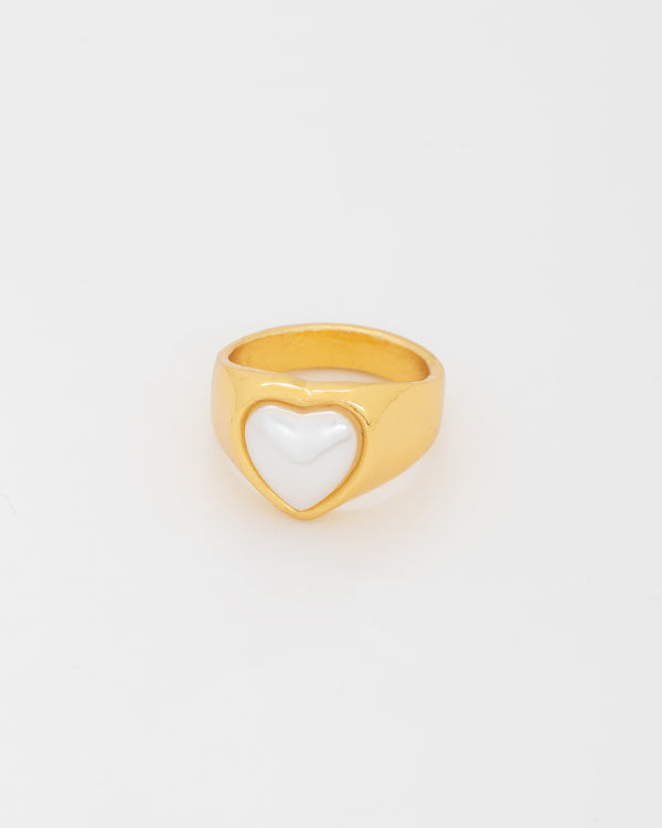 Anillo Corazón Perla Talla 7