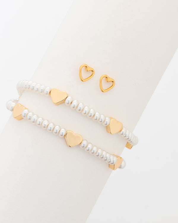 Pulsera 2 en 1 Corazones + Aretes