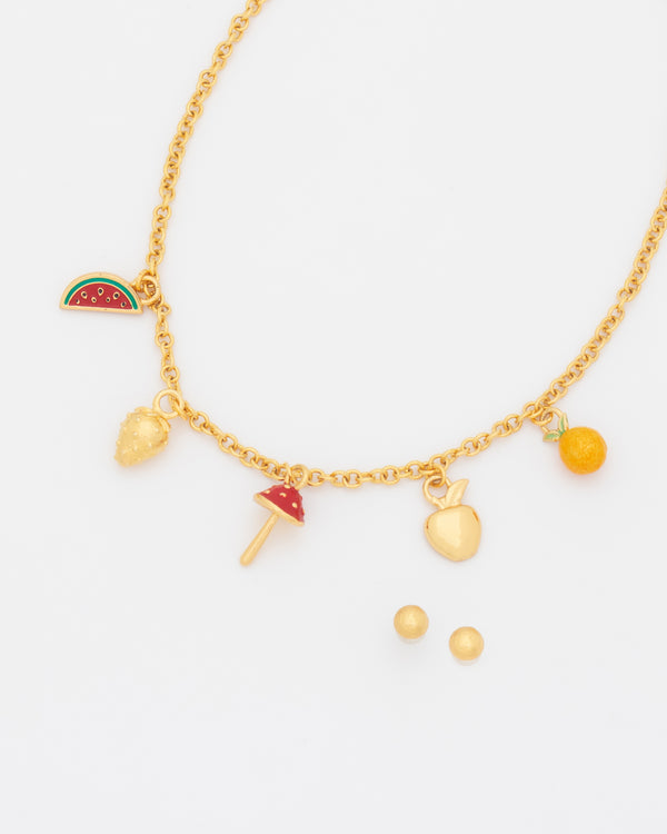 Collar Multicharms Hongo + Aretes