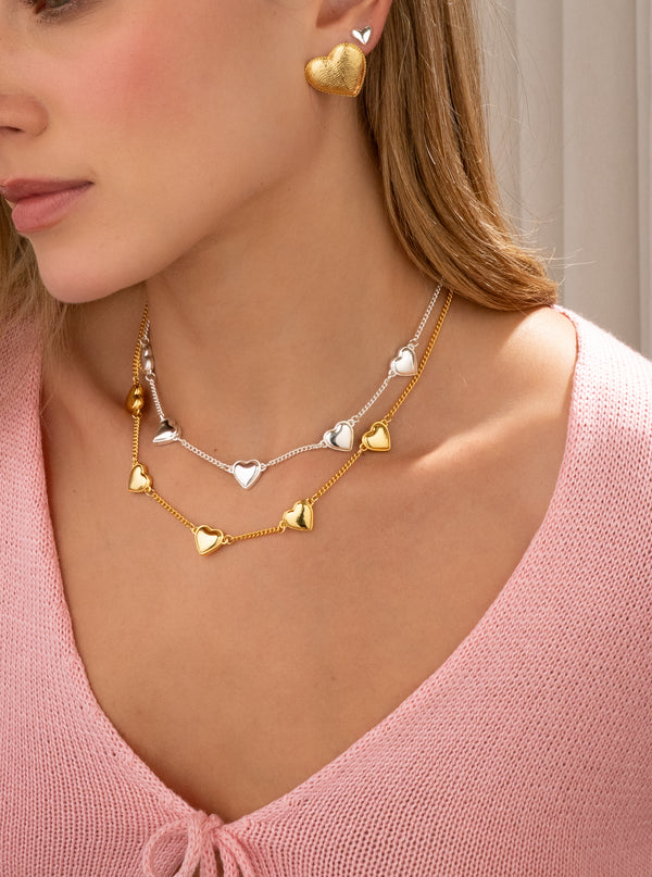 Collar Multicorazones + Aretes