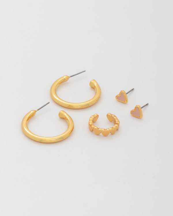 Set X3 Aretes Corazón Mini
