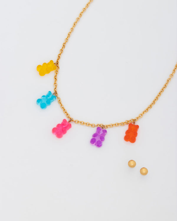 Collar Multicharms Osos Color + Aretes