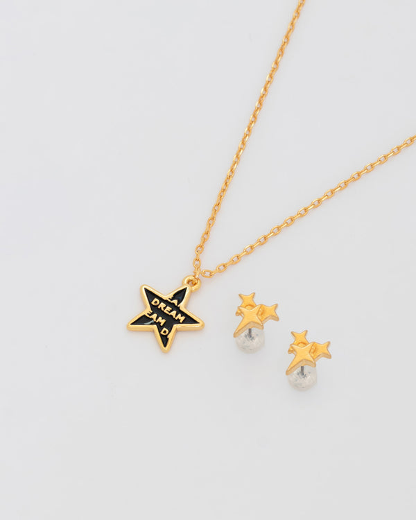 Collar Estrella Letras + Aretes
