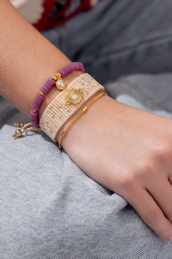 Set X3 Pulseras Tejida Perla