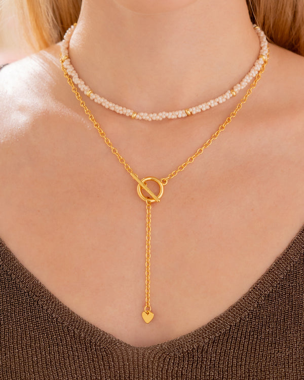 Set X2 Collar Corbatín Corazón Candado + Aretes