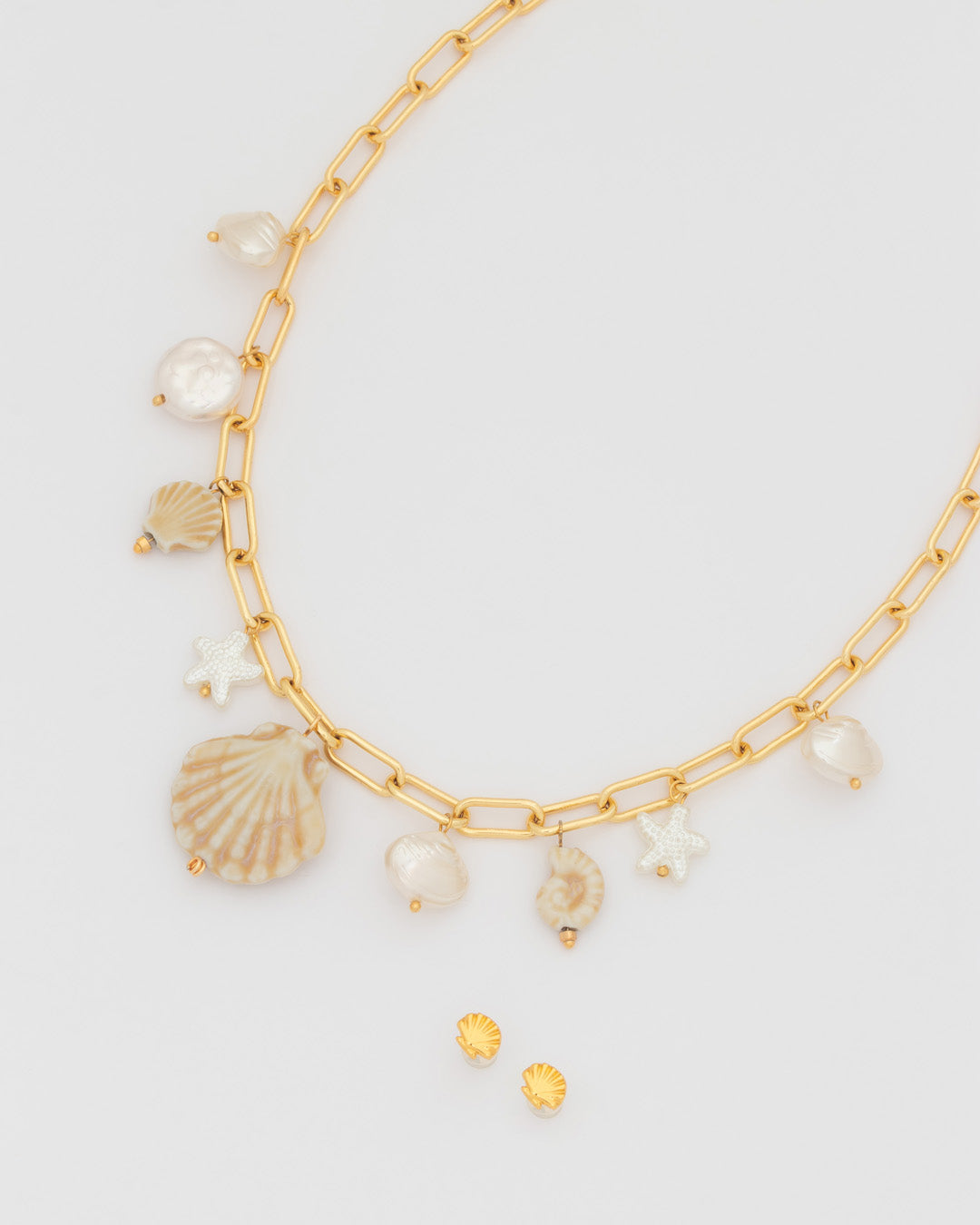 Collar Multicharms Caracoles + Aretes