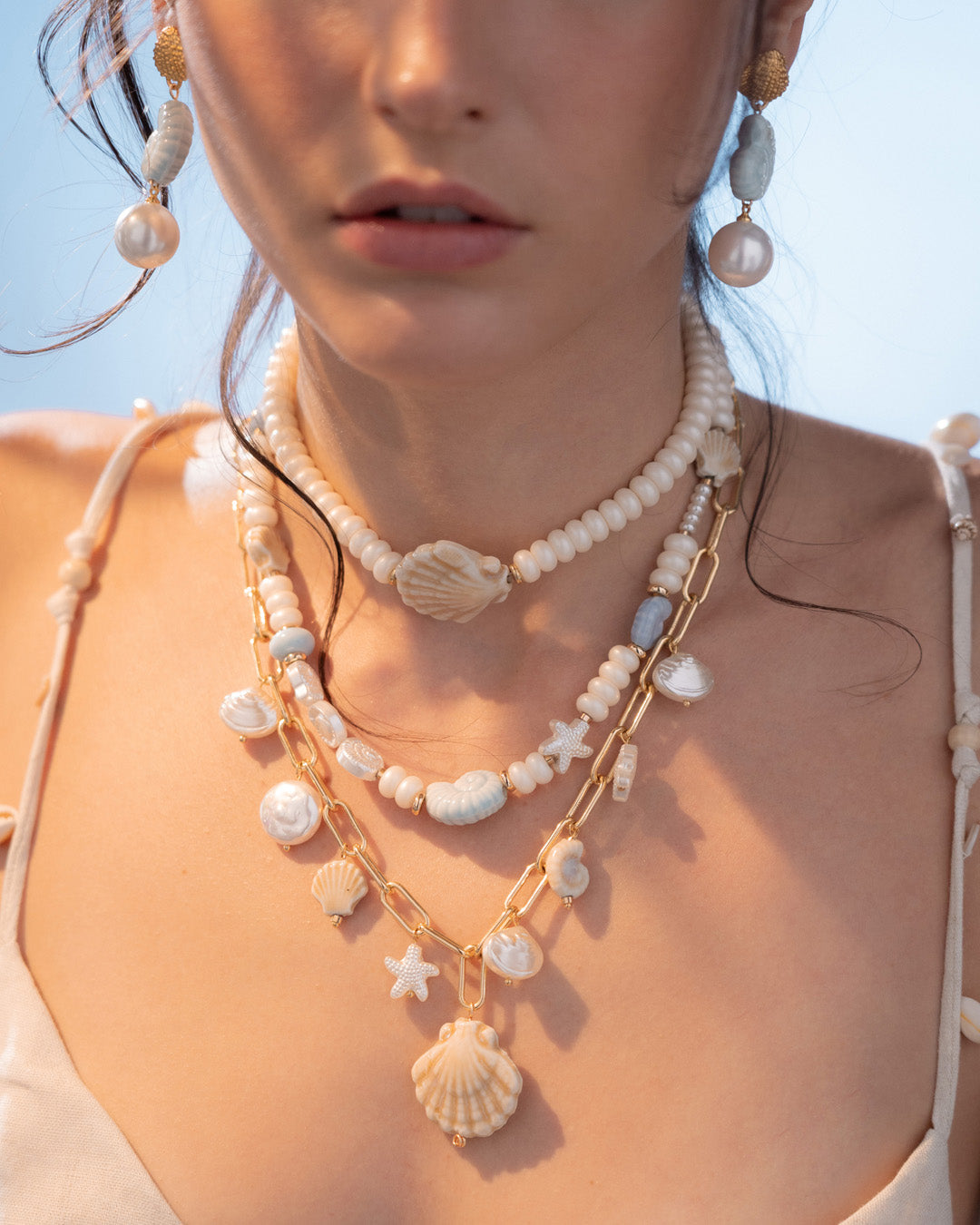 Collar Multicharms Caracoles + Aretes