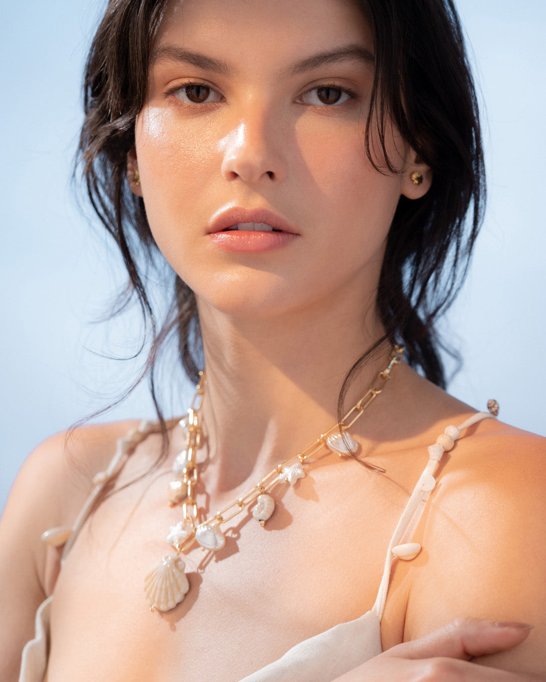 Collar Multicharms Caracoles + Aretes