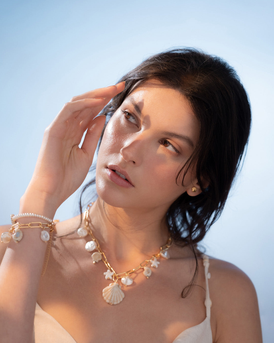 Collar Multicharms Caracoles + Aretes