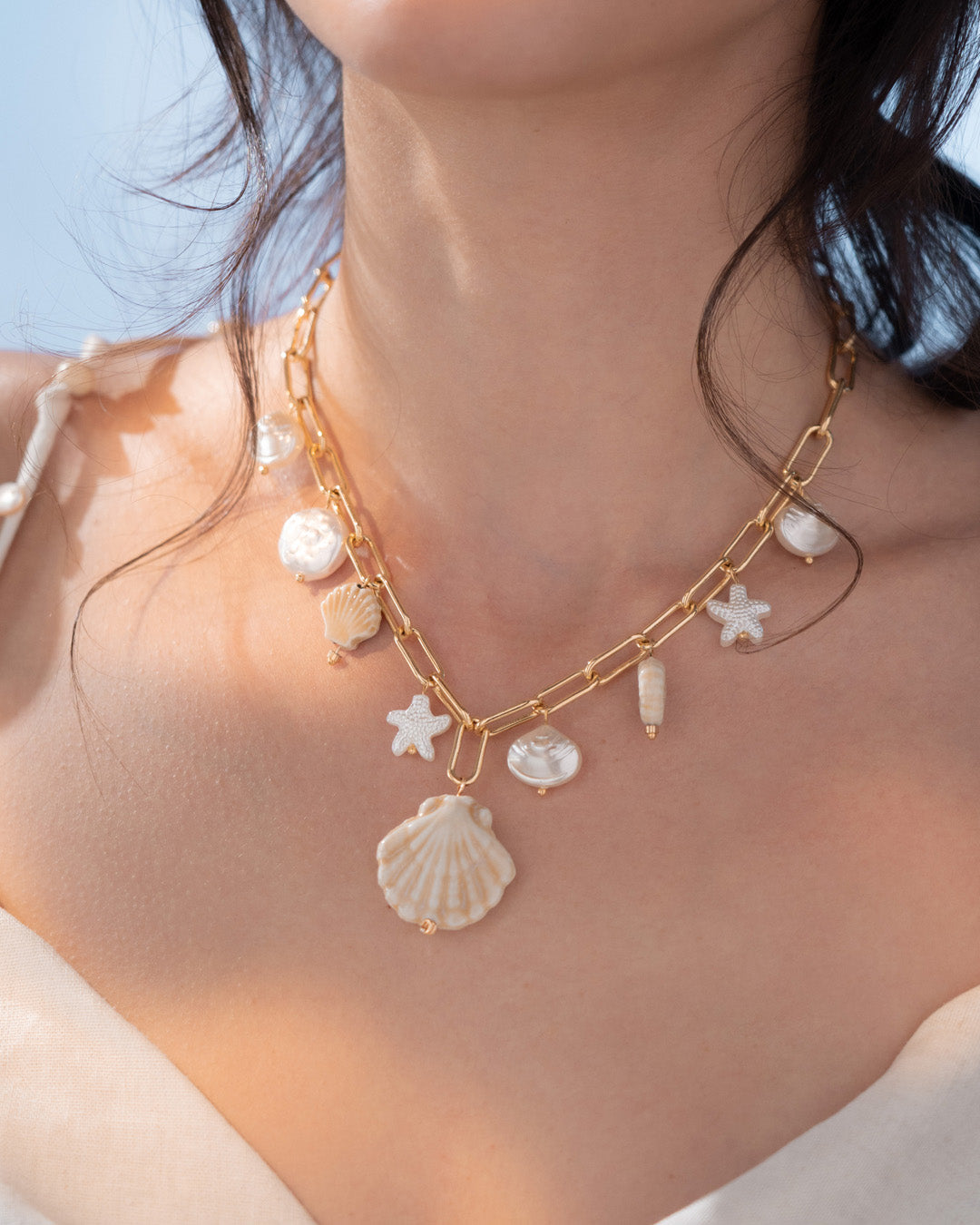 Collar Multicharms Caracoles + Aretes