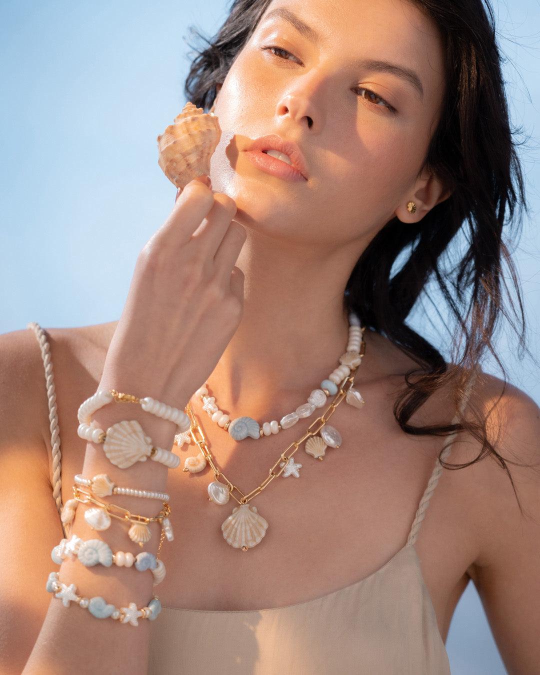 Pulsera 2 en 1 Caracoles + Aretes