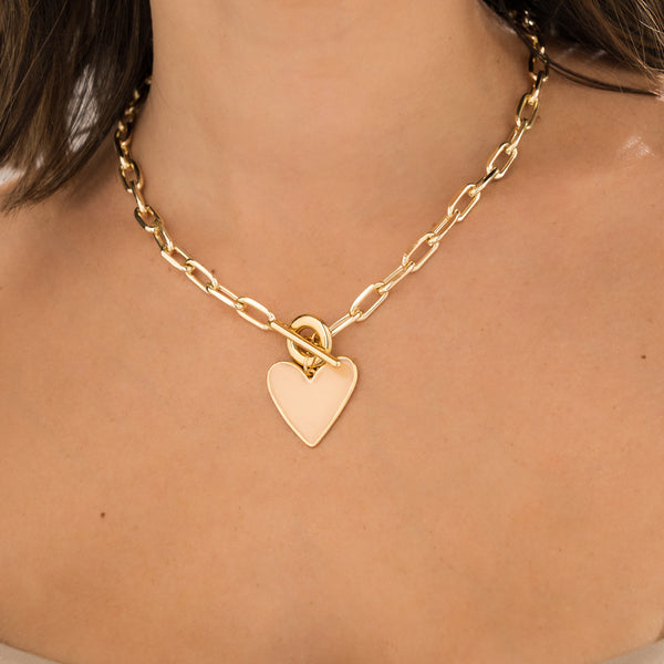 Collar Broche Corazón + Aretes