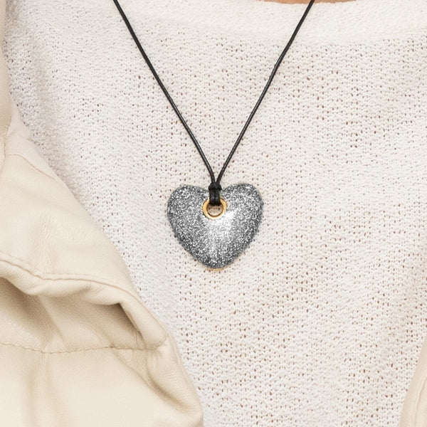 Cuerito Corazón Escarcha + Aretes