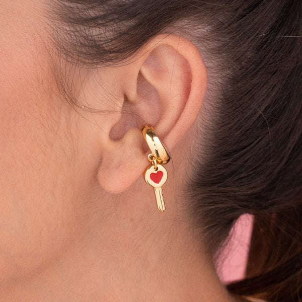 Earcuff Dije Llave Corazón