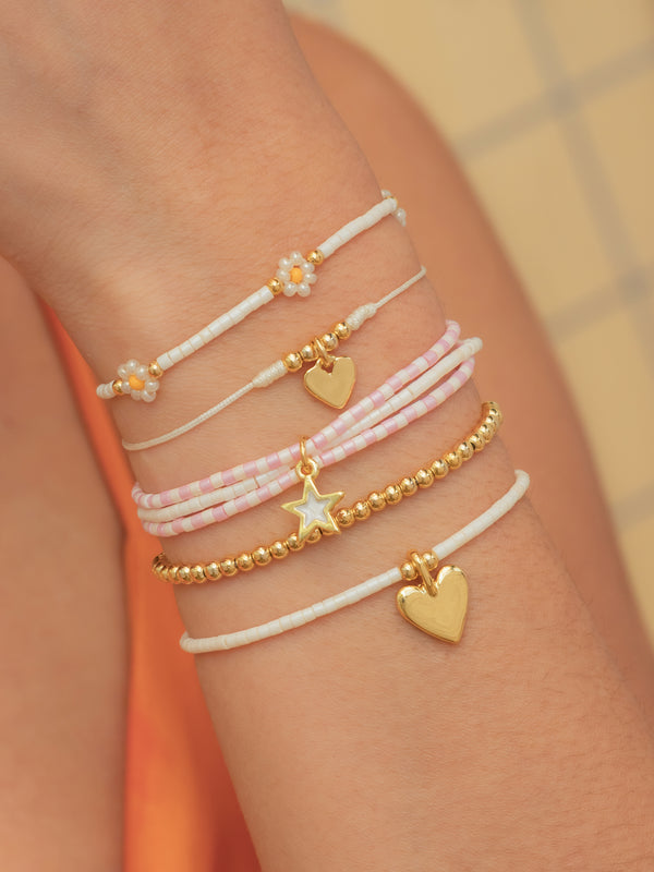 Set X5 Pulseras Margaritas + Aretes