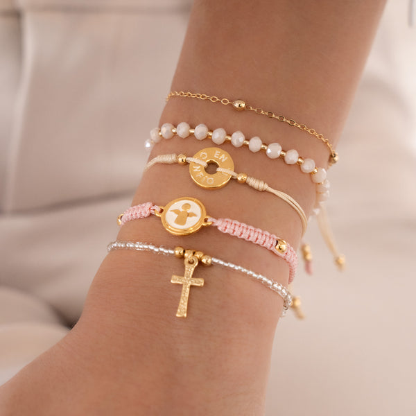 Set X5 Pulseras Dijes Religiosos + Aretes