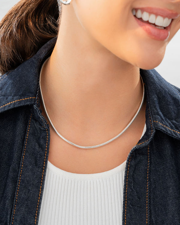 Collar  Cadena Snake Plata