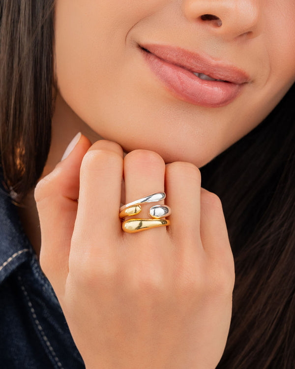 Set x 2 Anillos Mix Metales